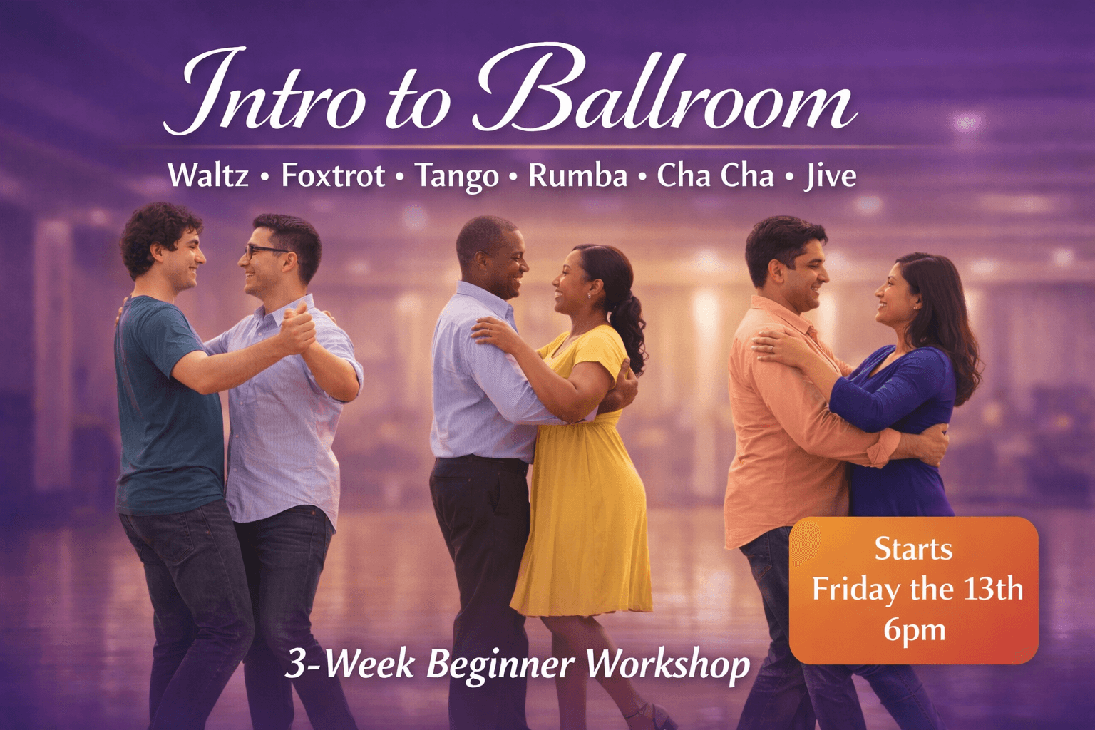 Intro To Ballroom Workshop at Centennial United Church Dance Studio, 612 David Street, Victoria