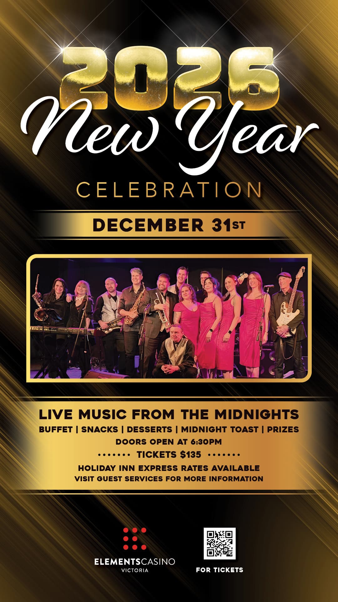 Elements Casino Victoria New Years Celebration 2026 at Elements Casino Victoria - The Platinum Room