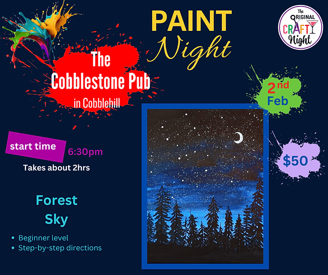 Forest Sky Paint Night at the Cobblestone Pub! at Cobble Hill, 3566 Holland Ave, Cobble Hill, BC V0R 1L2, Canada
