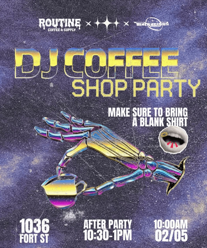 DJ Coffee Shop Party at 1036 Fort St.