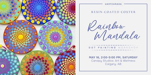 Rainbow Mandala: Resin-Coated Coaster at 1723 9 St SW