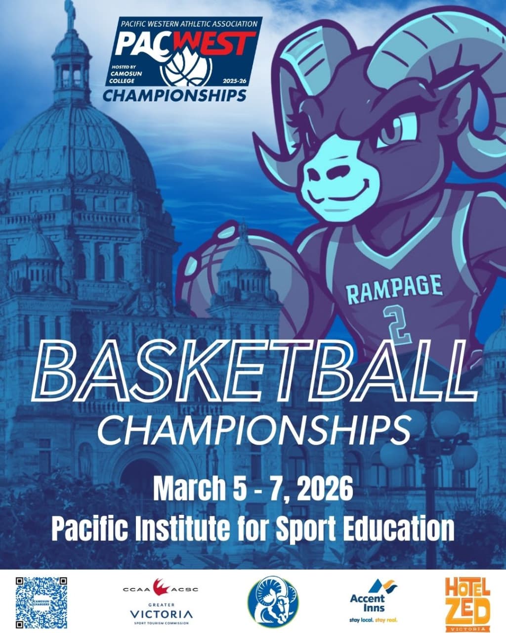 PACWEST Basketball Championship at Pacific Institute of Sport Education (PISE) 4371 Interurban Rd, Victoria, BC V9E 2C5