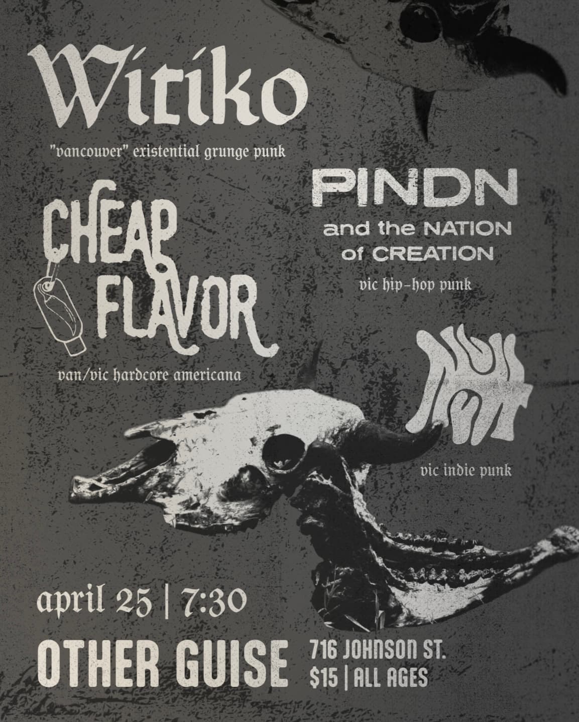 Witiko, Cheap Flavor, PINDN & The Nation of Creation, Nuh-Uh! @ Other Guise — Indie & Rock in Victoria