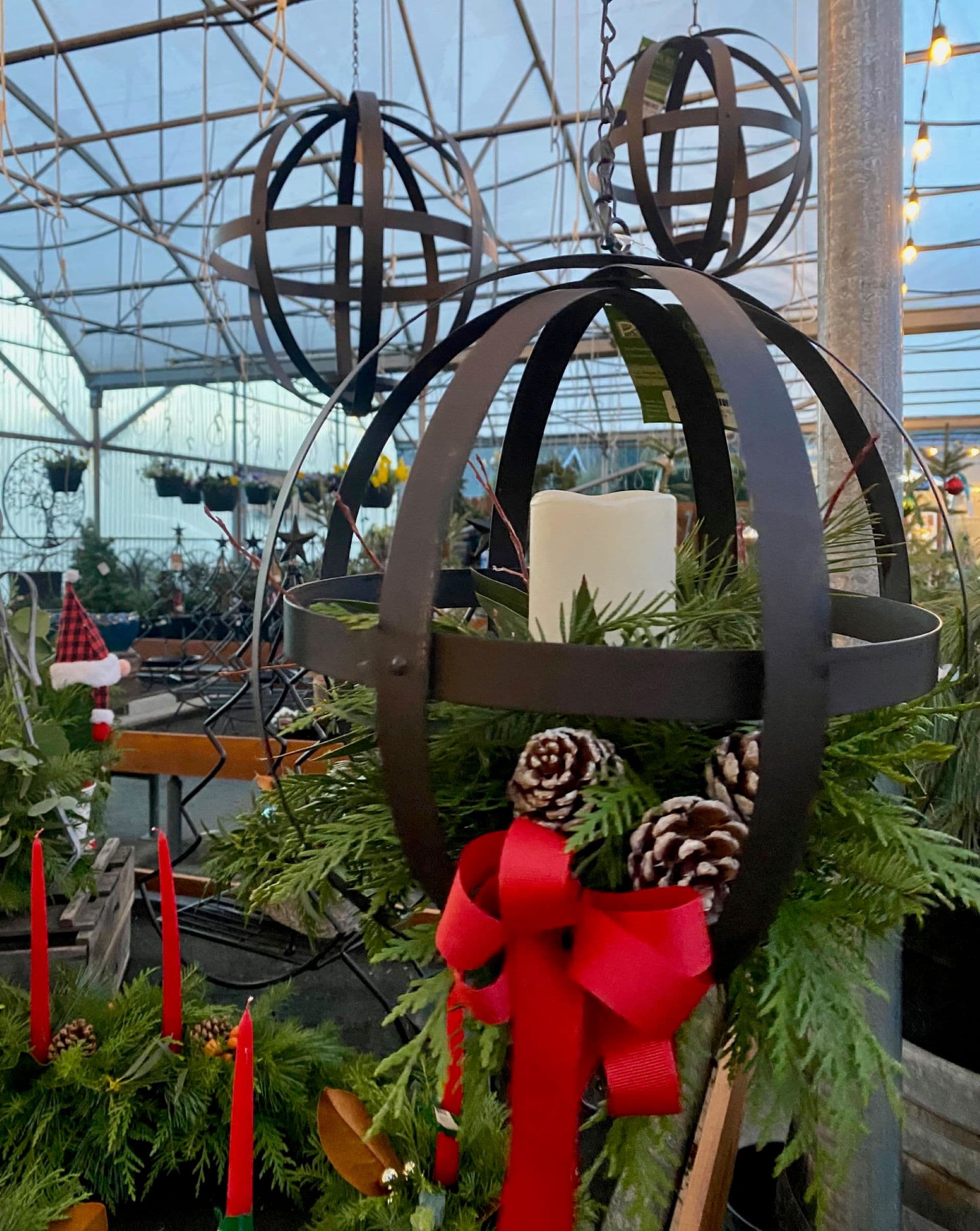 Metal Holiday Orb at Patio Gardens - 6536 West Saanich Rd