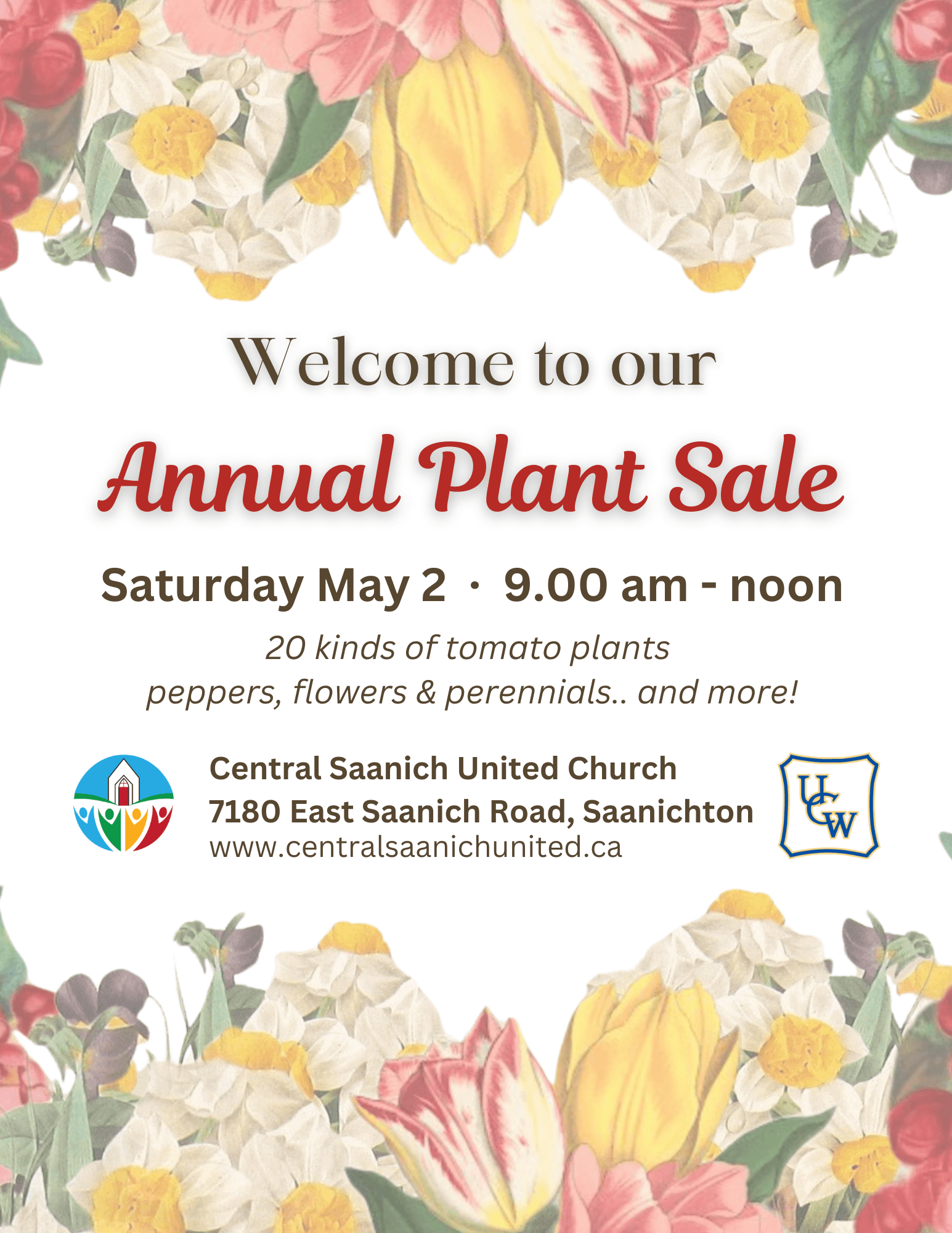 Annual Plant Sale at Central Saanich United Church, 7180 E Saanich Rd, Saanichton