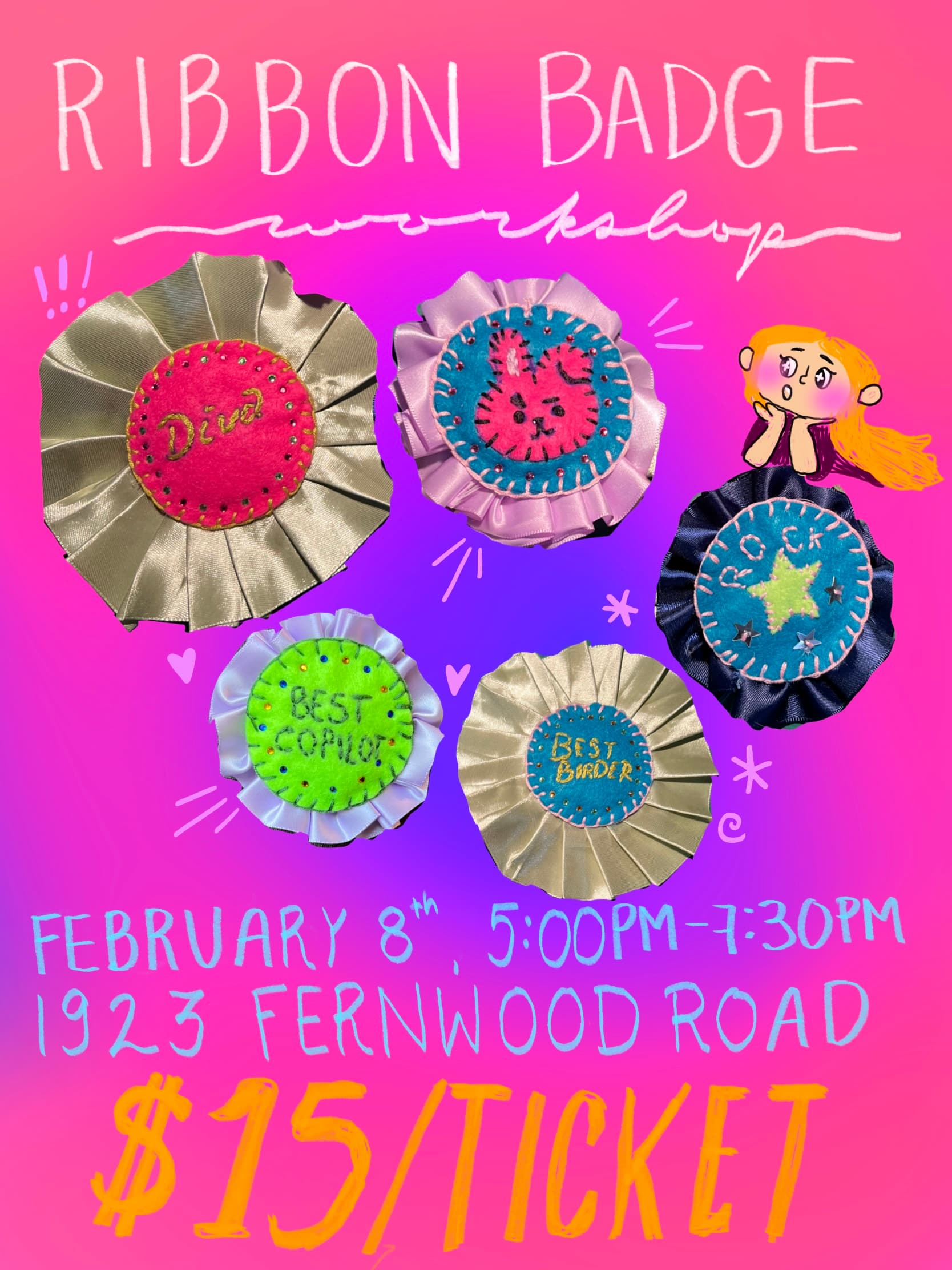 Ribbon Badge Workshop at 1923 Ferwood Road