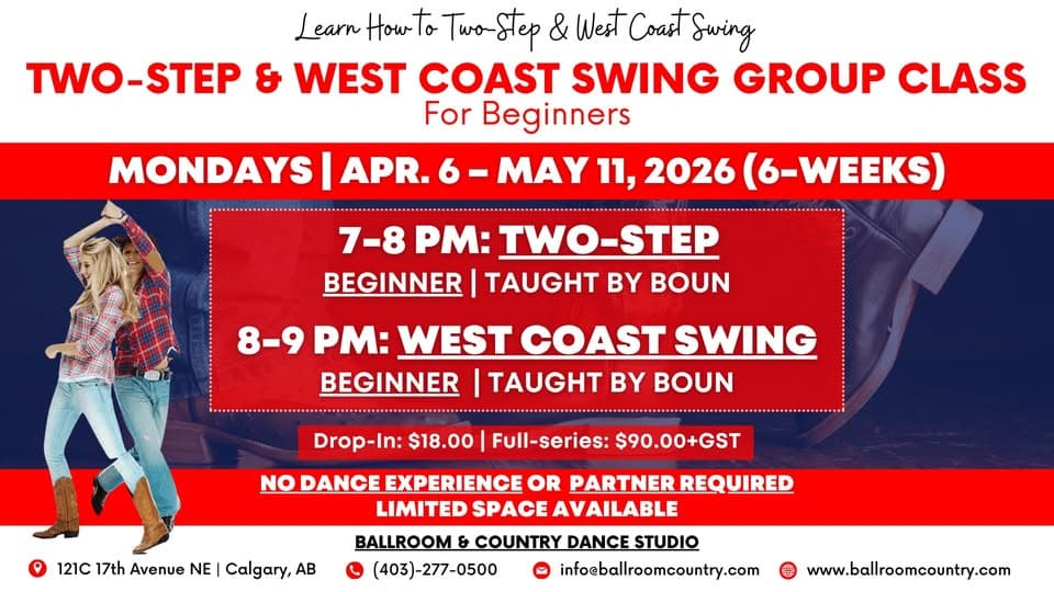 B&C: Two-Step & West Coast Swing Group Class at Ballroom & Country Dance Studio