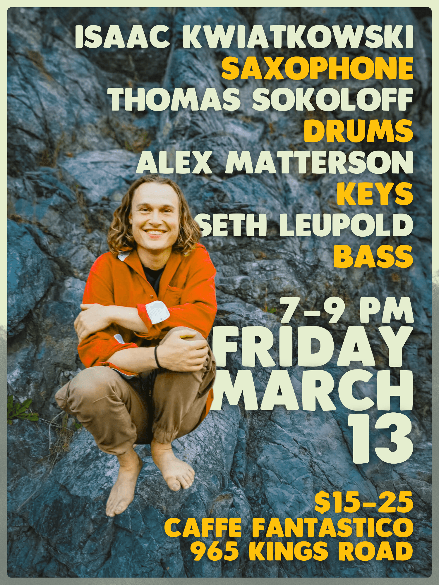 Isaac K Quartet at Caffe Fantastico at 965 Kings Road, Victoria, BC, Canada