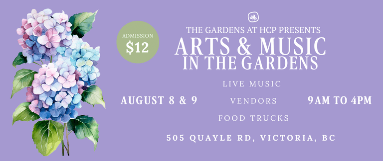 Art and music in the gardens at HCP at 505 Quayle road