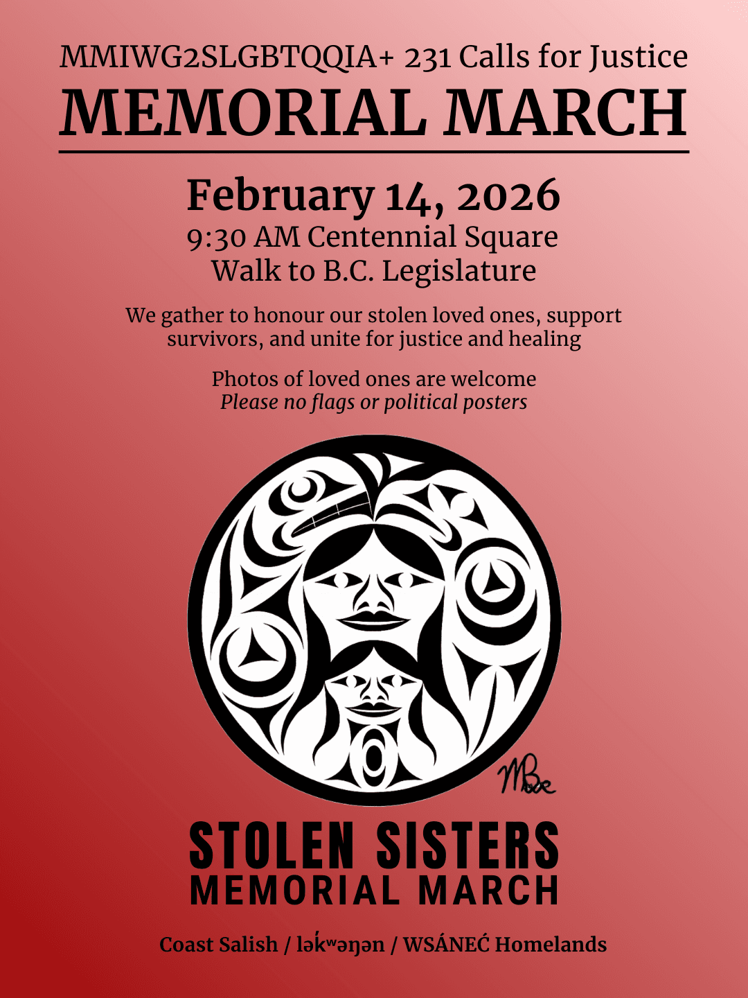 Stolen Sisters Memorial March at Centennial Square, Victoria, BC