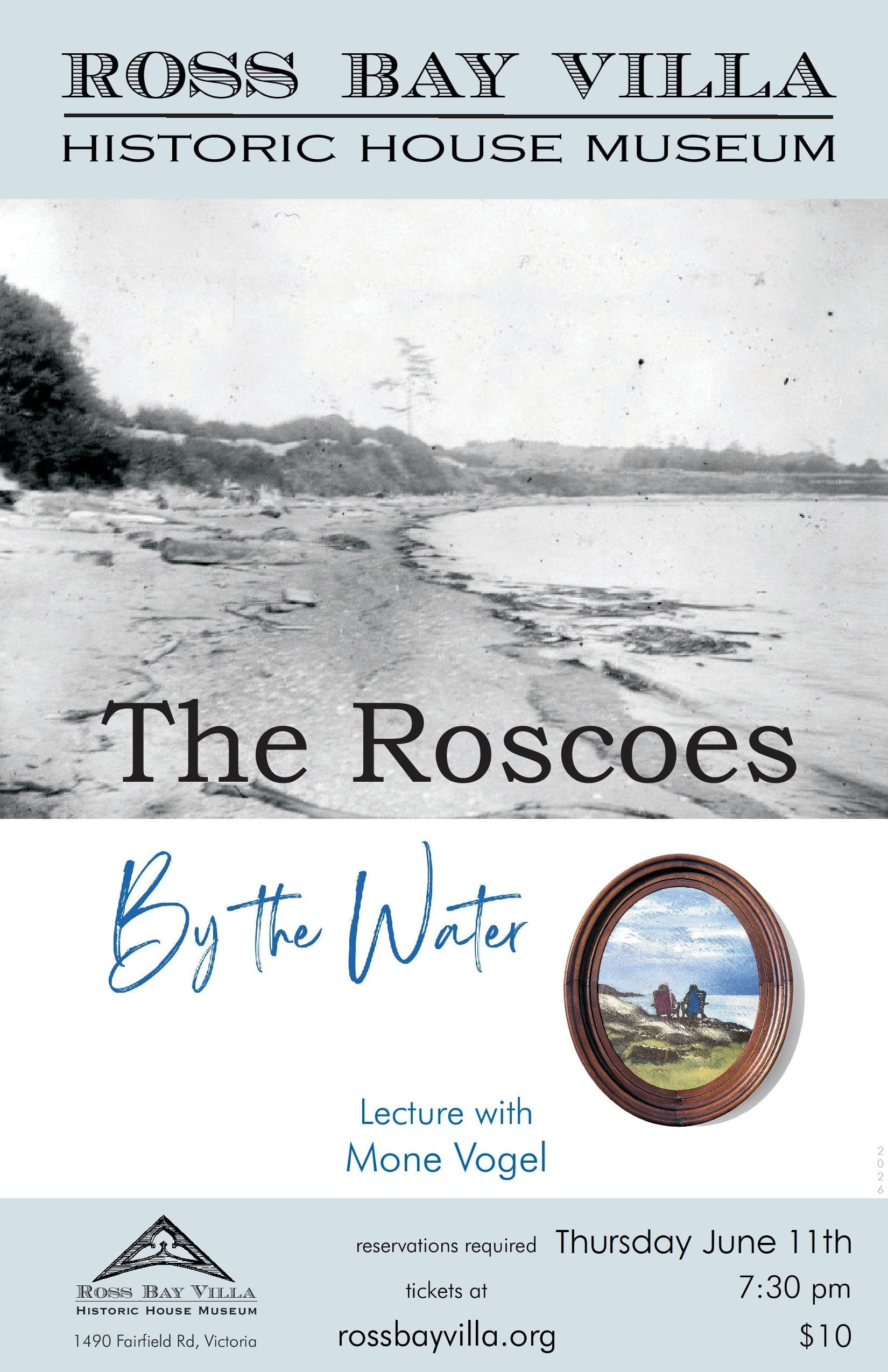 The Roscoes By The Water: historic lecture with Mone Vogel at Ross Bay Villa Historic House Museum
