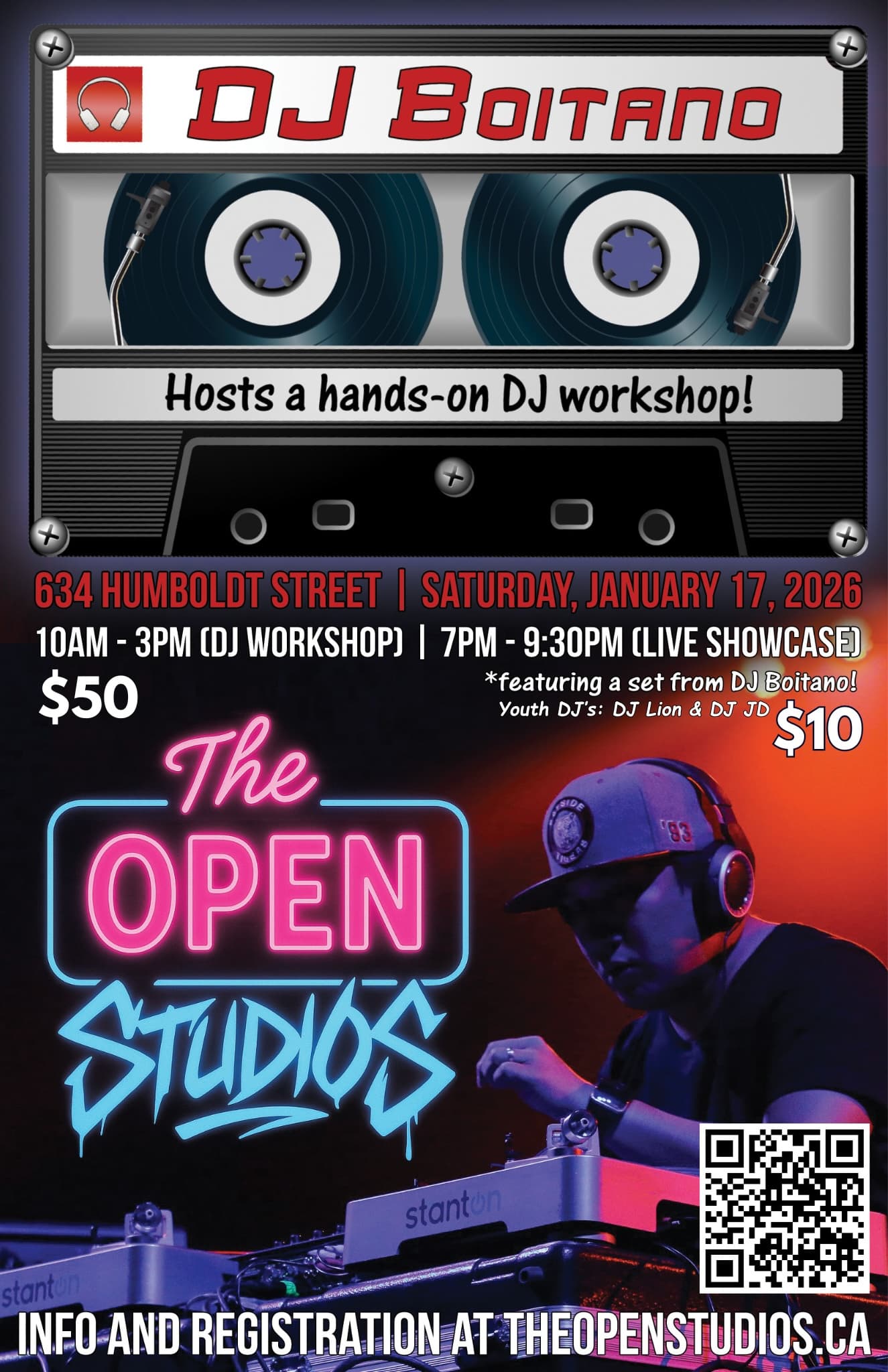 All-Ages DJ Showcase with DJ Boitano and DJ Lion at The Open Studios