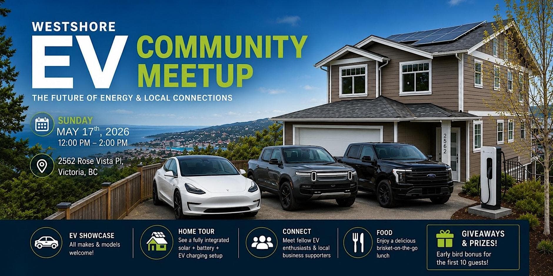 Victoria EV Community Meetup + Sustainable Home Showcase at 2562 Rosevista Pl