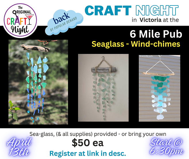 Sea Glass Wind Chimes at the Six Mile Pub at Six Mile Pub + Eatery