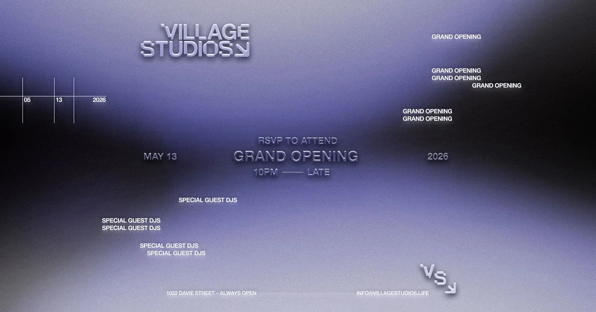 Village Studios Grand Opening (Free Rsvp) at VILLAGE STUDIOS
1024 DAVIE STREET