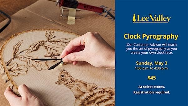Lee Valley Tools Victoria Store - Pyrography Clock Workshop at Wale Road