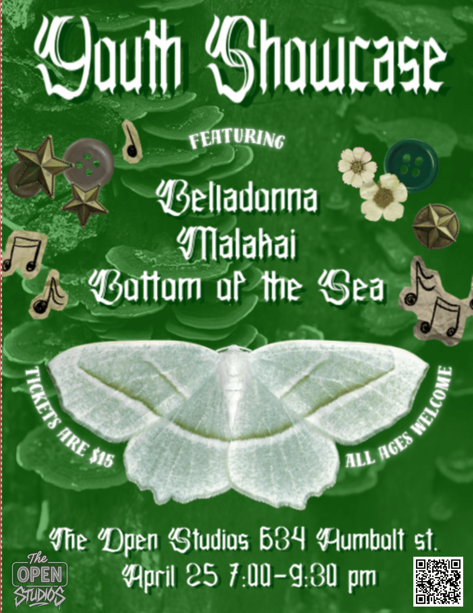 Youth Music Showcase with Belladonna, Malakai (Duncan) and Bottom of the Sea! at The Open Studios