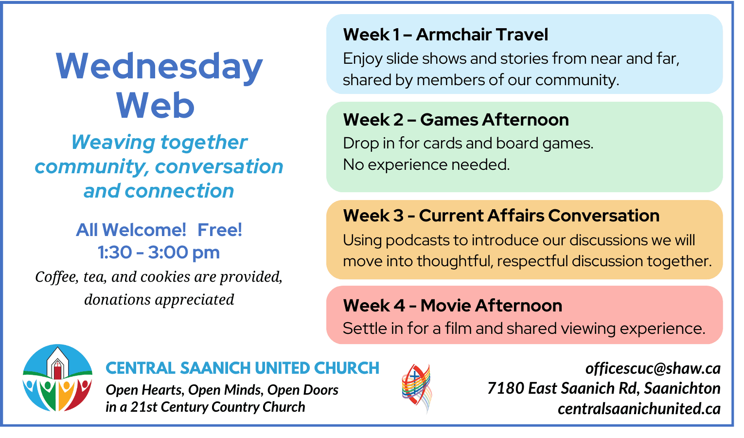 Wednesday Web: Weaving together community, conversation and connection at 7180 East Saanich Rd. Saanichton