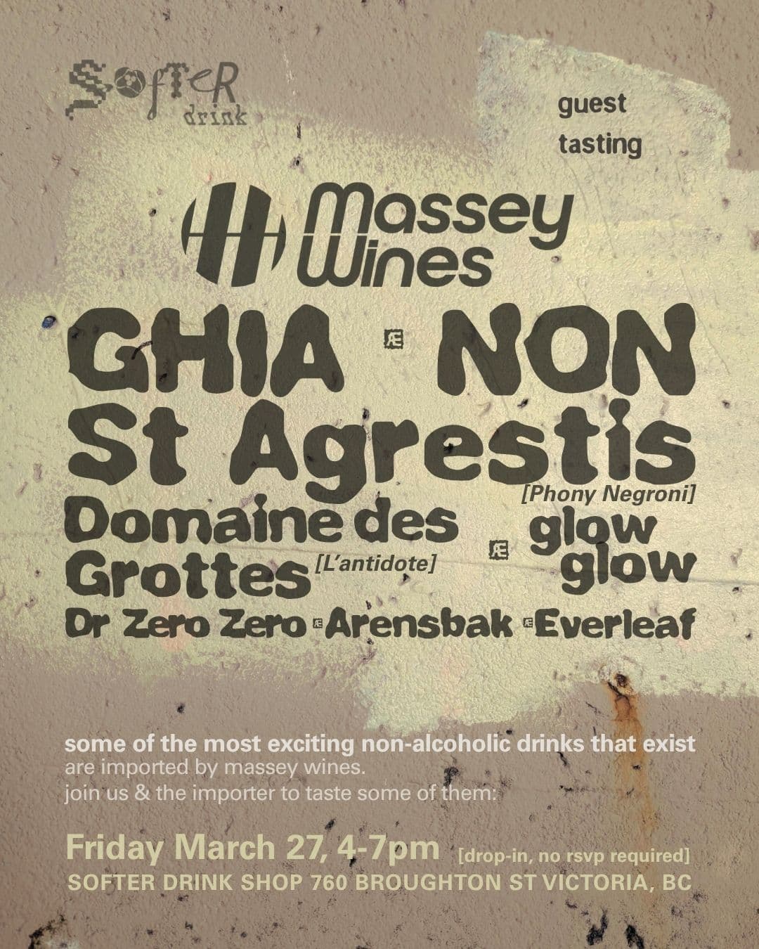 Massey Wines Non-Alcoholic Drink Tasting at Softer Drink Shop — Learning & Workshops in Victoria