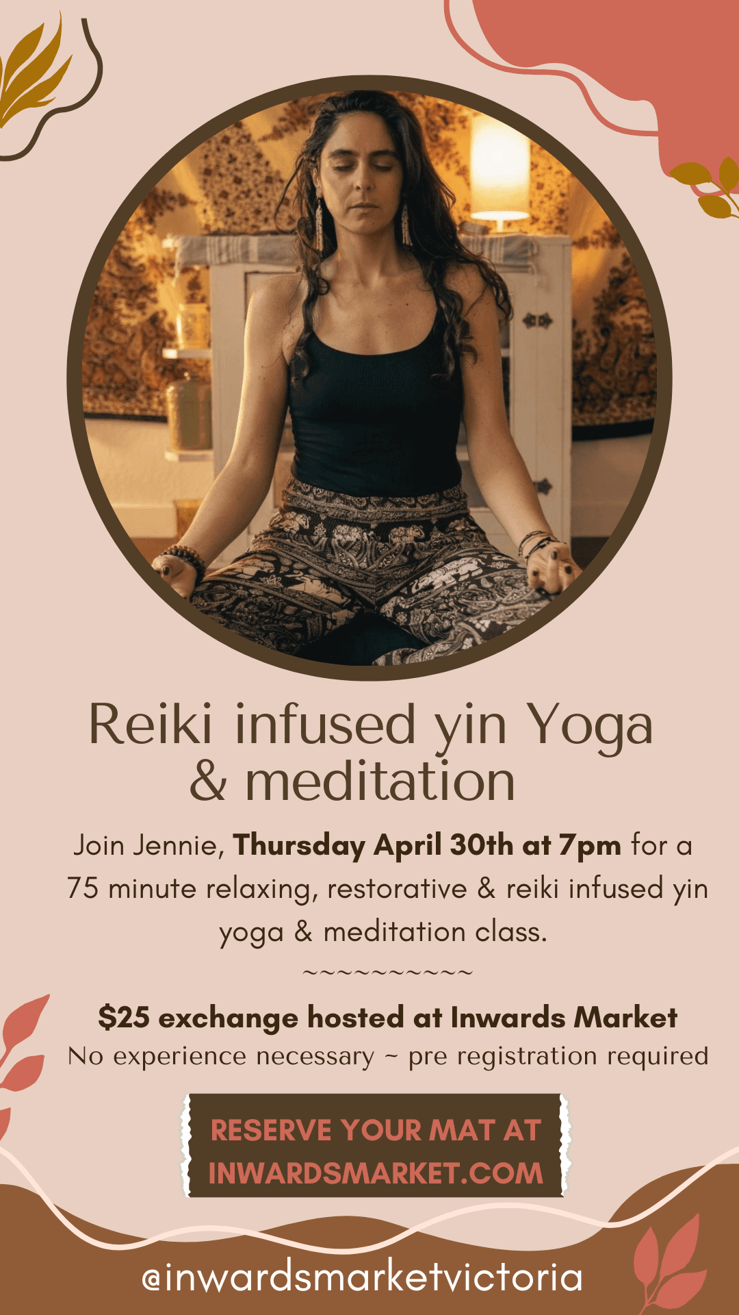 Reiki infused Yin yoga & meditation at Inwards Market