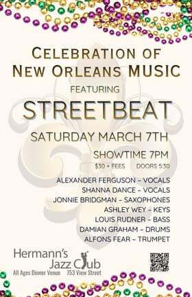Celebration of New Orleans Music featuring STREETBEAT at Hermann's Jazz Club