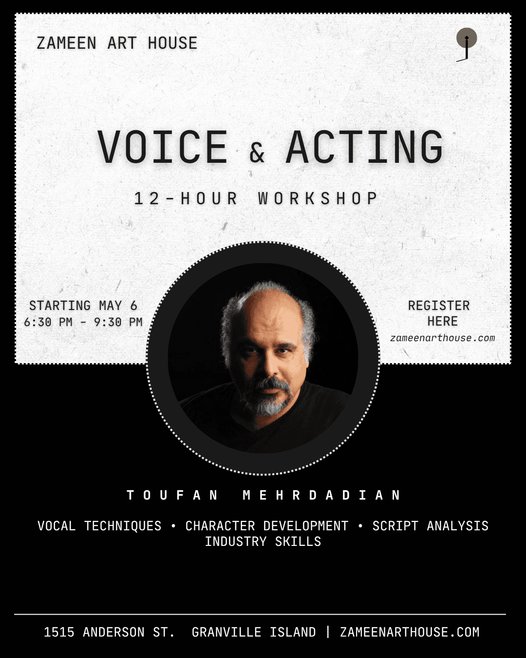Voice And Acting Workshop at Zameen Art House 1515 Anderson St