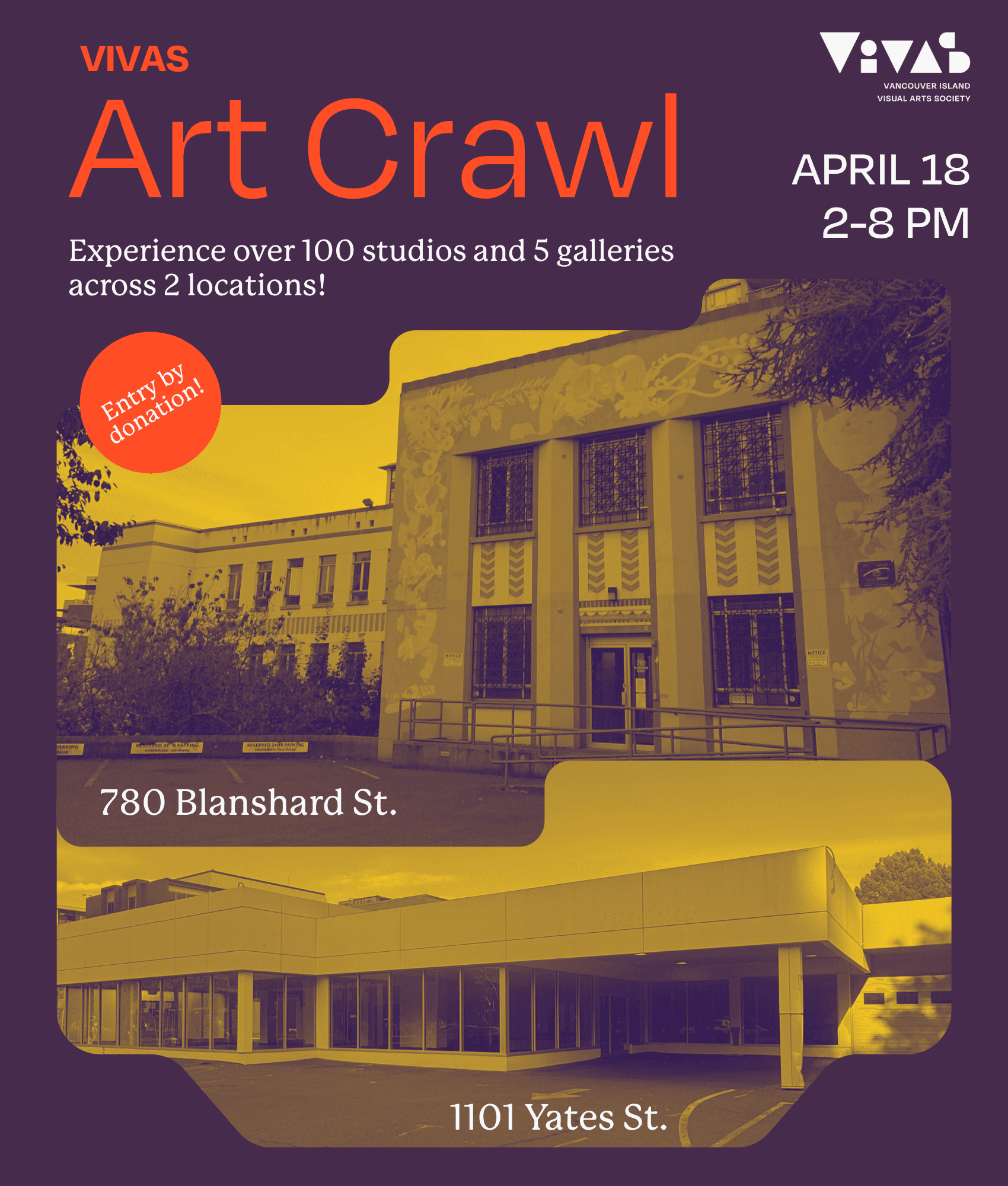 VIVAS ART CRAWL: over 100 studios open their doors at 1101 Yates St & 780 Blanshard St