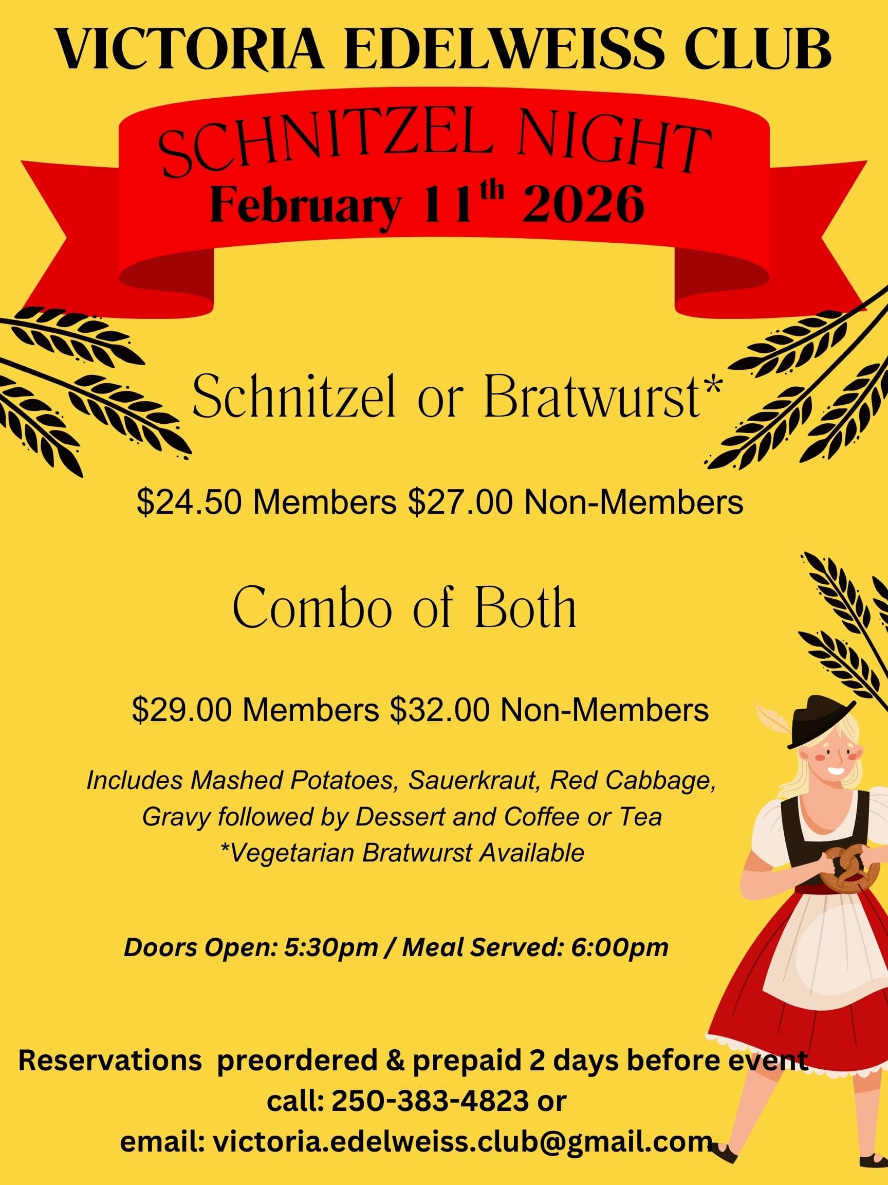 Schnitzel Night - February at 108 Niagara St, Victoria BC