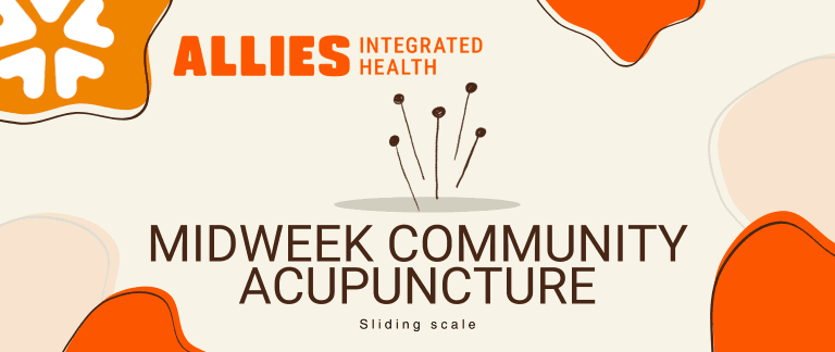 Sliding scale community acupuncture at Allies Integrated Health Clinic at 101 Burnside road west