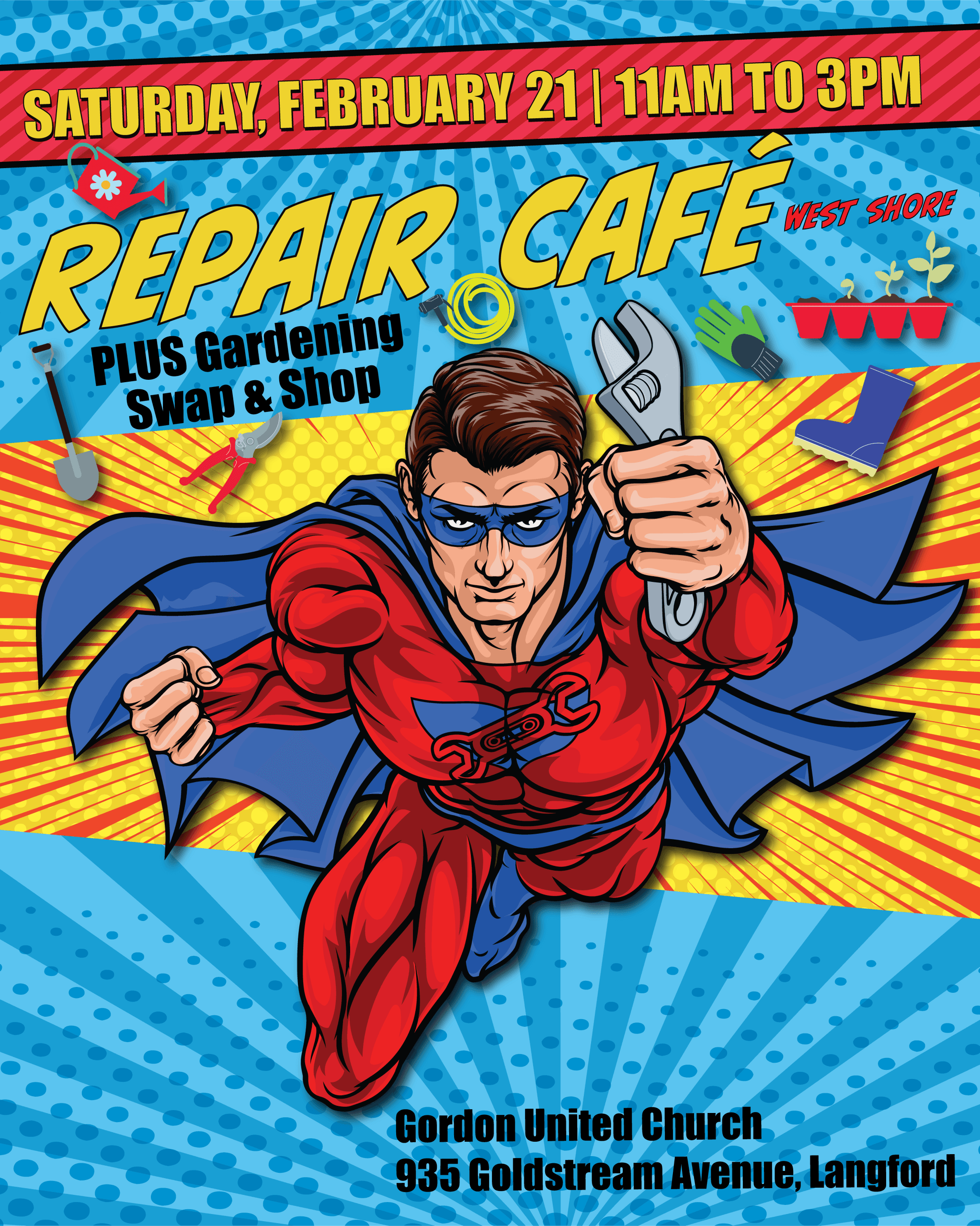 Repair Café West Shore & Gardening Swap & Shop at Gordon United Church, 935 Goldstream Avenue Victoria, V9B 2Y2