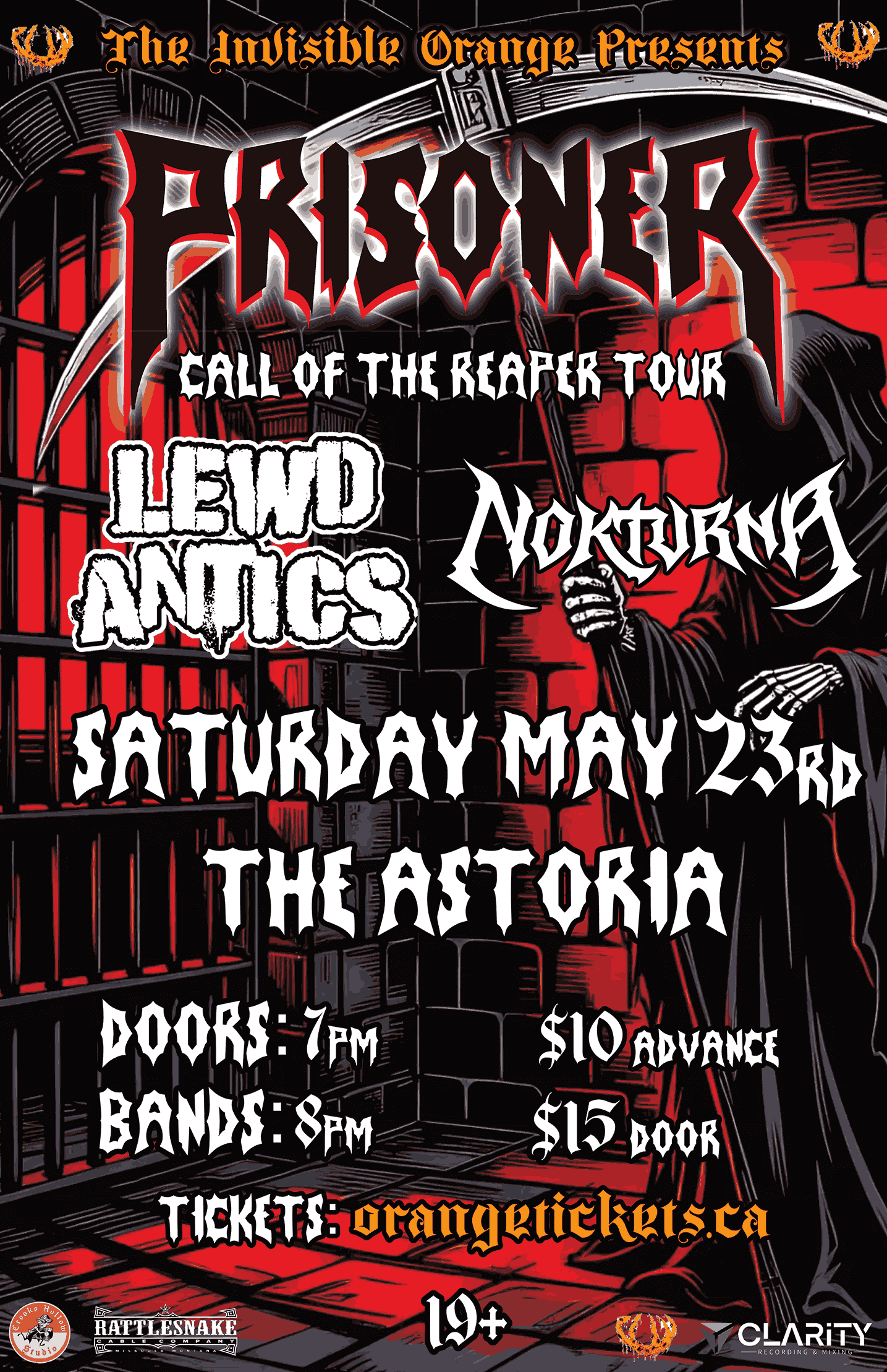 Prisoner // Nokturna // Lewd Antics (Vancouver) at Astoria Pub
769 E Hastings St