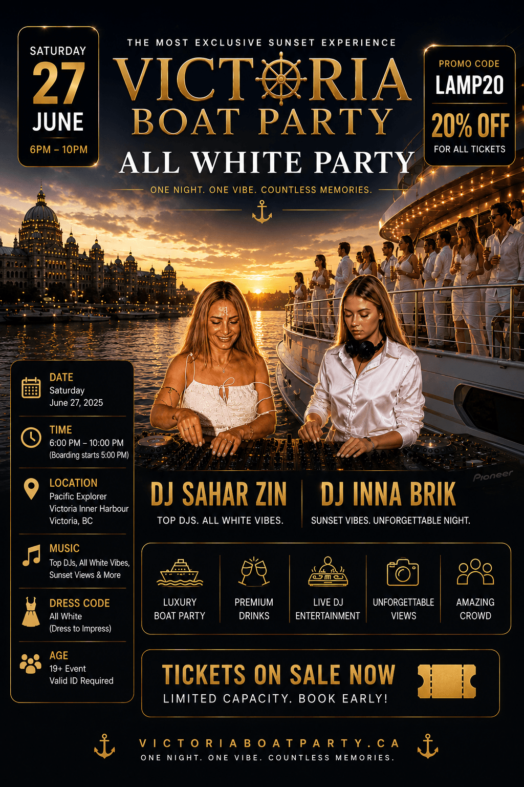 Victoria Boat Party – All White Party at Pacific Explorer Boat - 146 Kingston ST