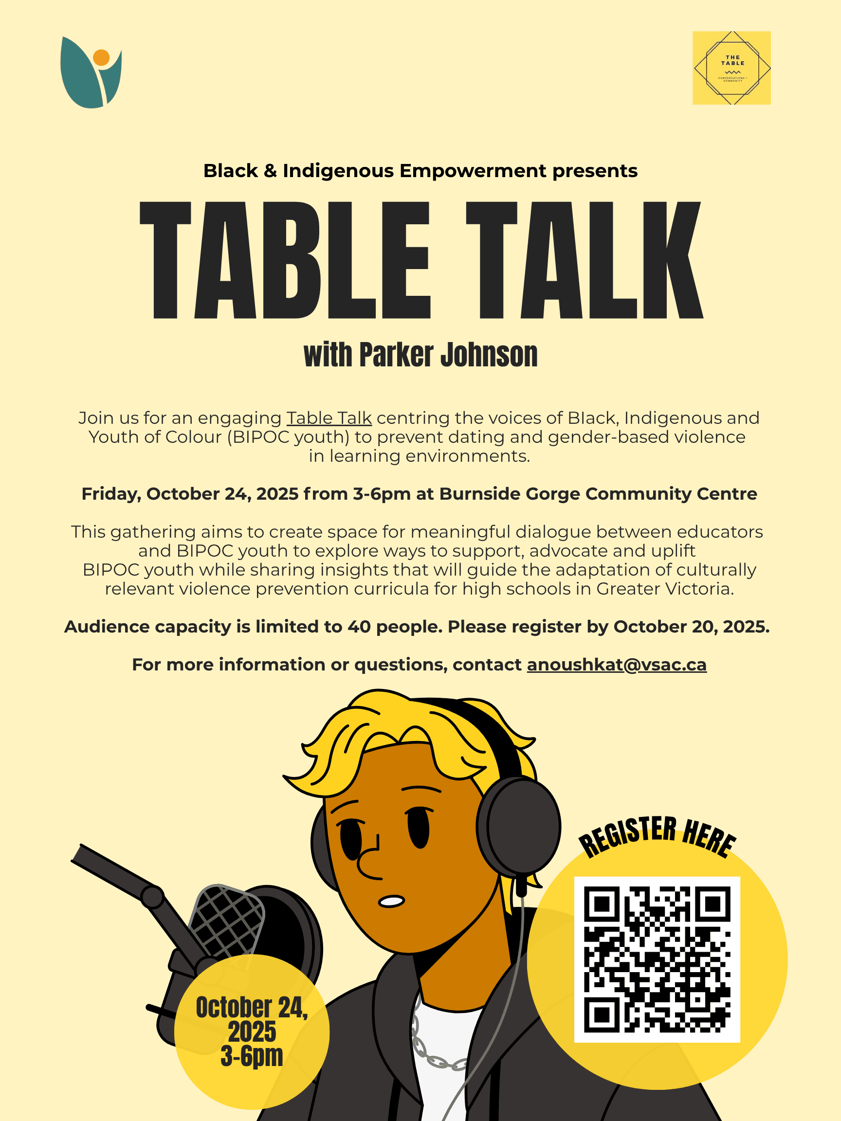 Table Talk on Gender-Based Violence in Learning Environments at Burnside Gorge Community Centre