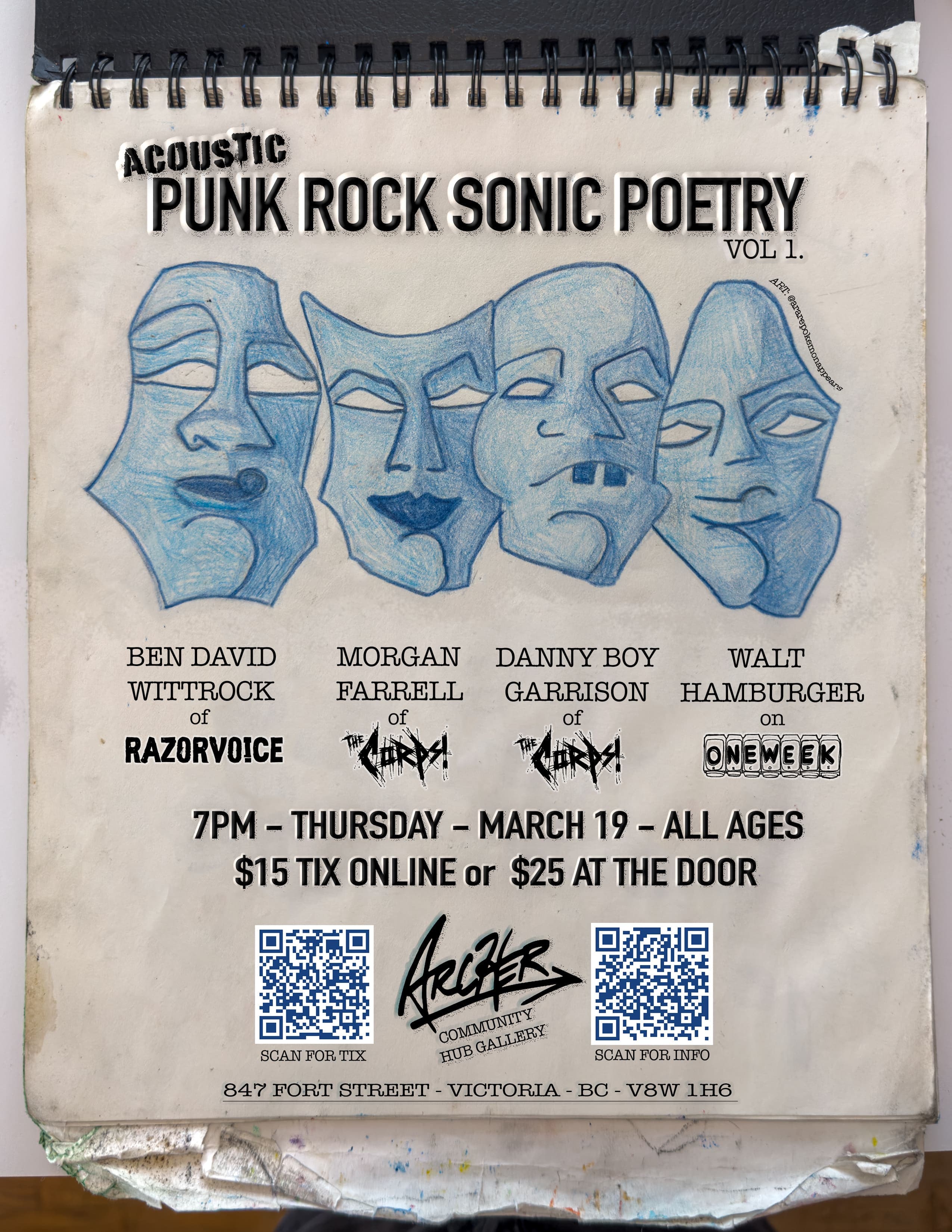 Punk Rock SONIC POETRY - Live Acoustic Showcase at Archer's Community Hub Gallery