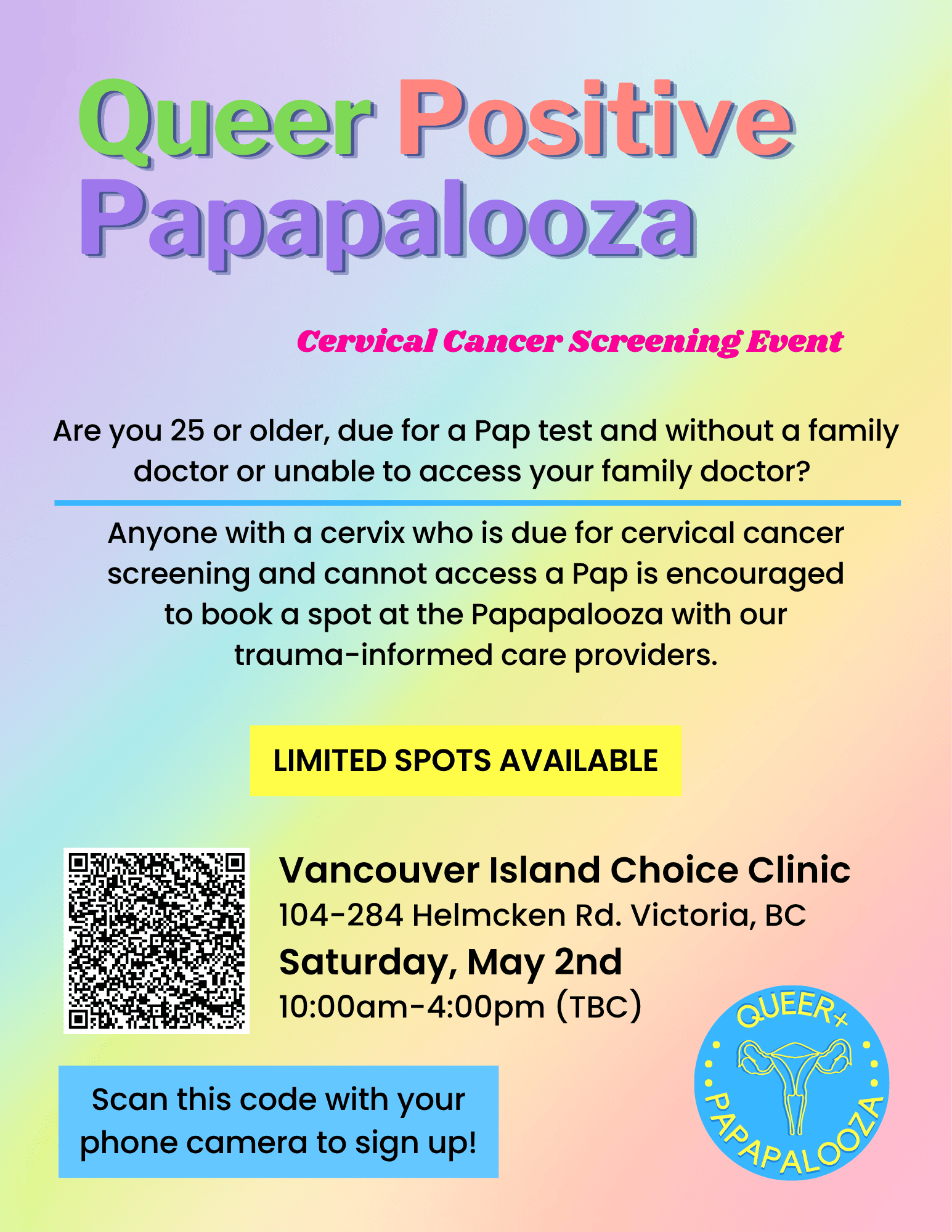 Victoria Queer+ Papapalooza at Vancouver Island Choices Clinic, 284 Helmcken Road Suite 104, Victoria, BC V9B 1T2