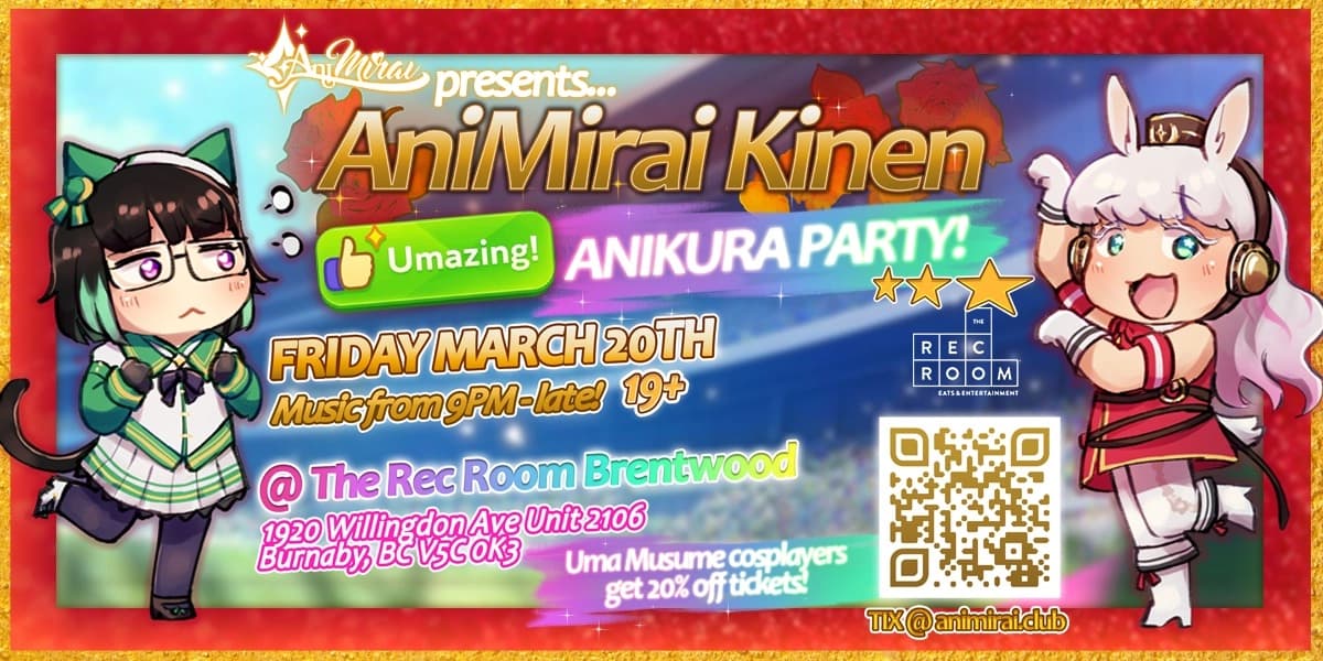 AniMirai Kinen: Umazing Anikura Party! at The Rec Room