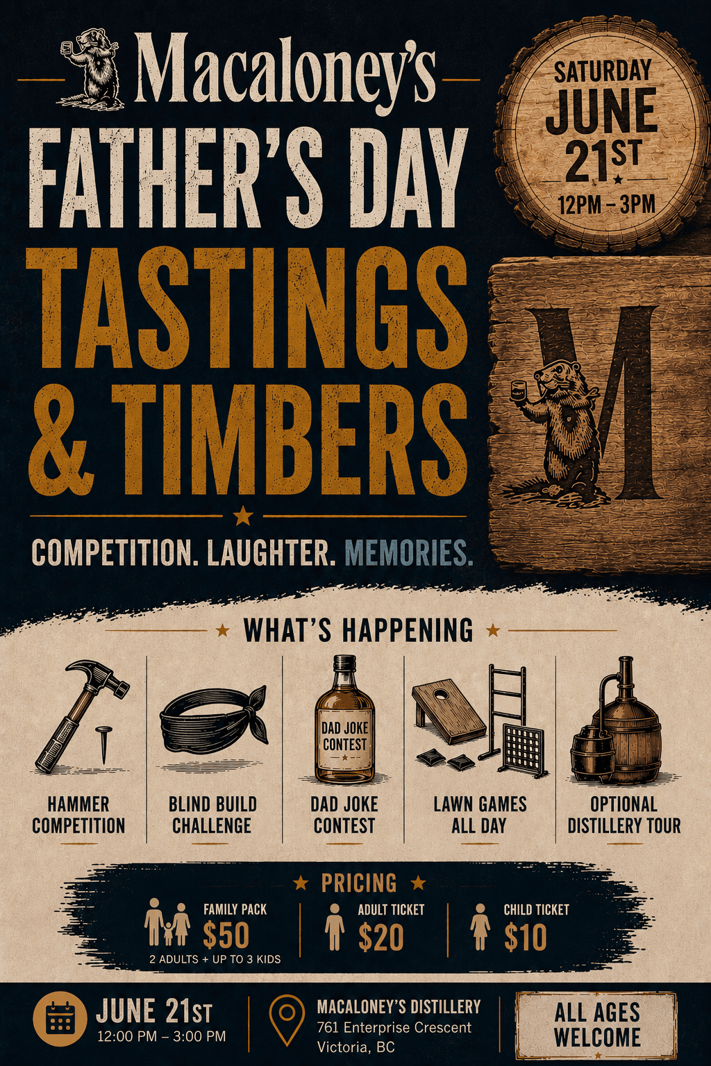 Tastings & Timber: A Fathers Day Event — Fun n Games in Victoria
