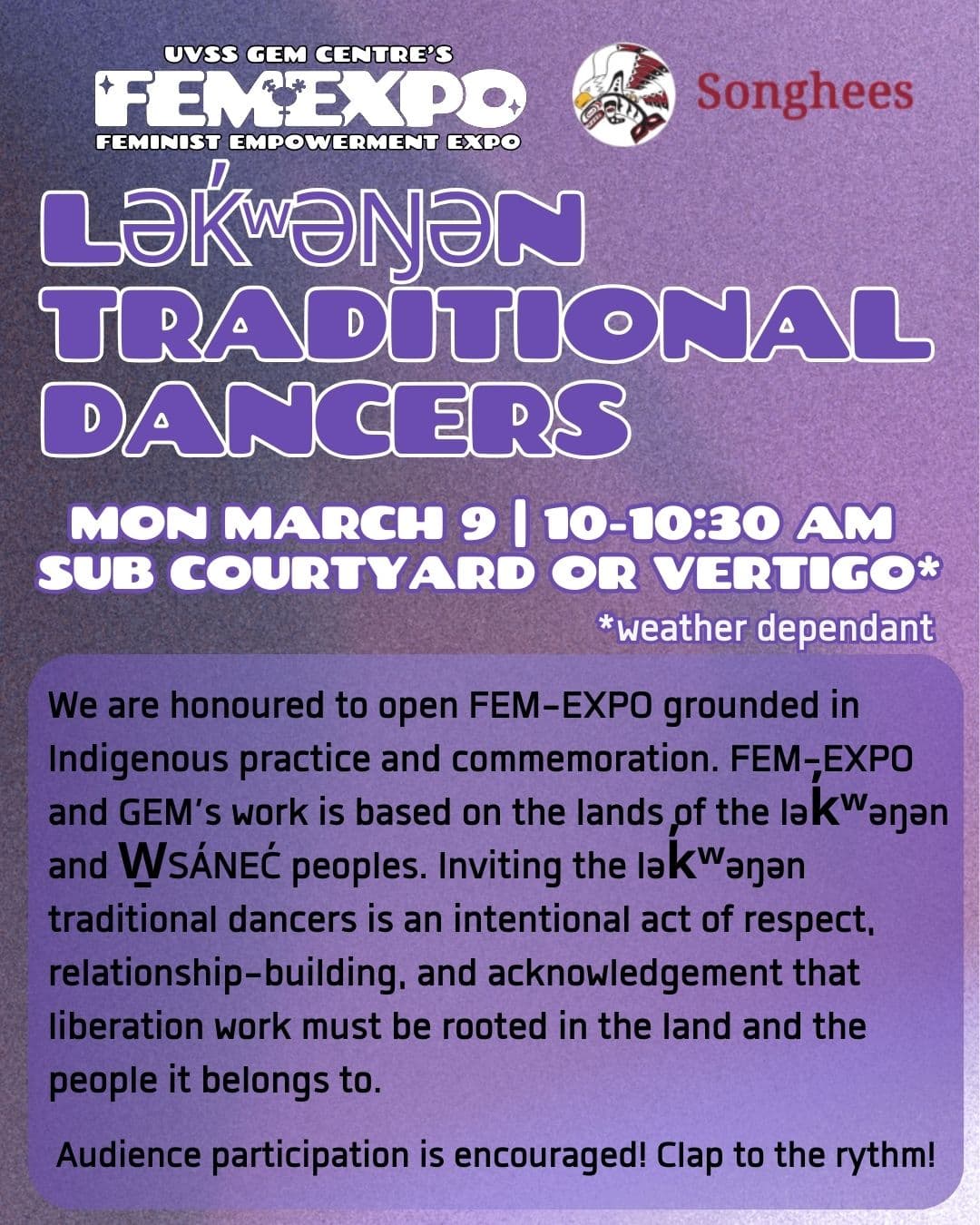 lək̓ʷəŋən Traditional Dancers at 3800 Finnerty Road 3800 Finnerty Rd, Victoria