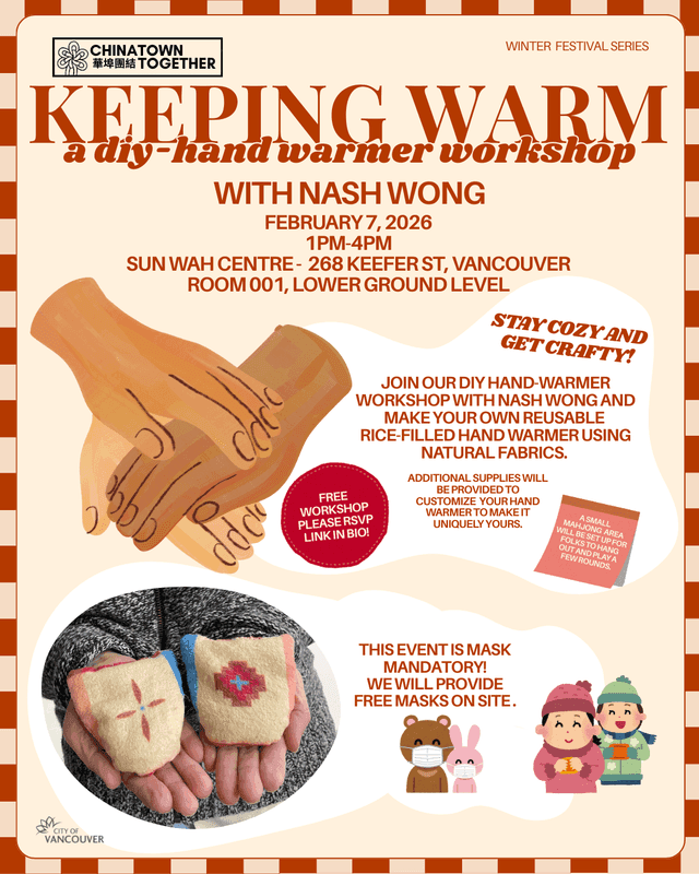 Keeping Warm - a DIY hand warmer workshop at sun wah centre