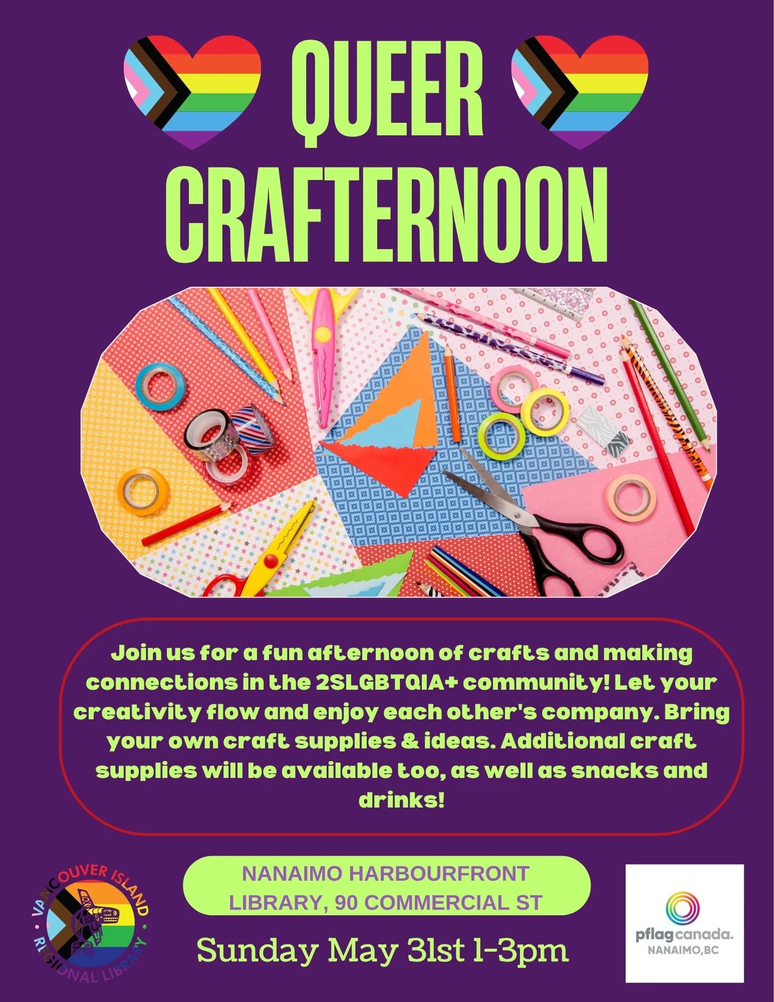 Queer Crafternoon at VIRL Nanaimo Harbourfront Library