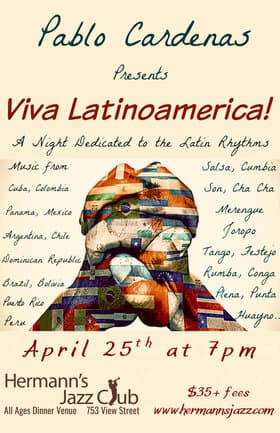 Pablo Cardenas Presents “Viva LatinoaméRica” at Hermann's Jazz Club