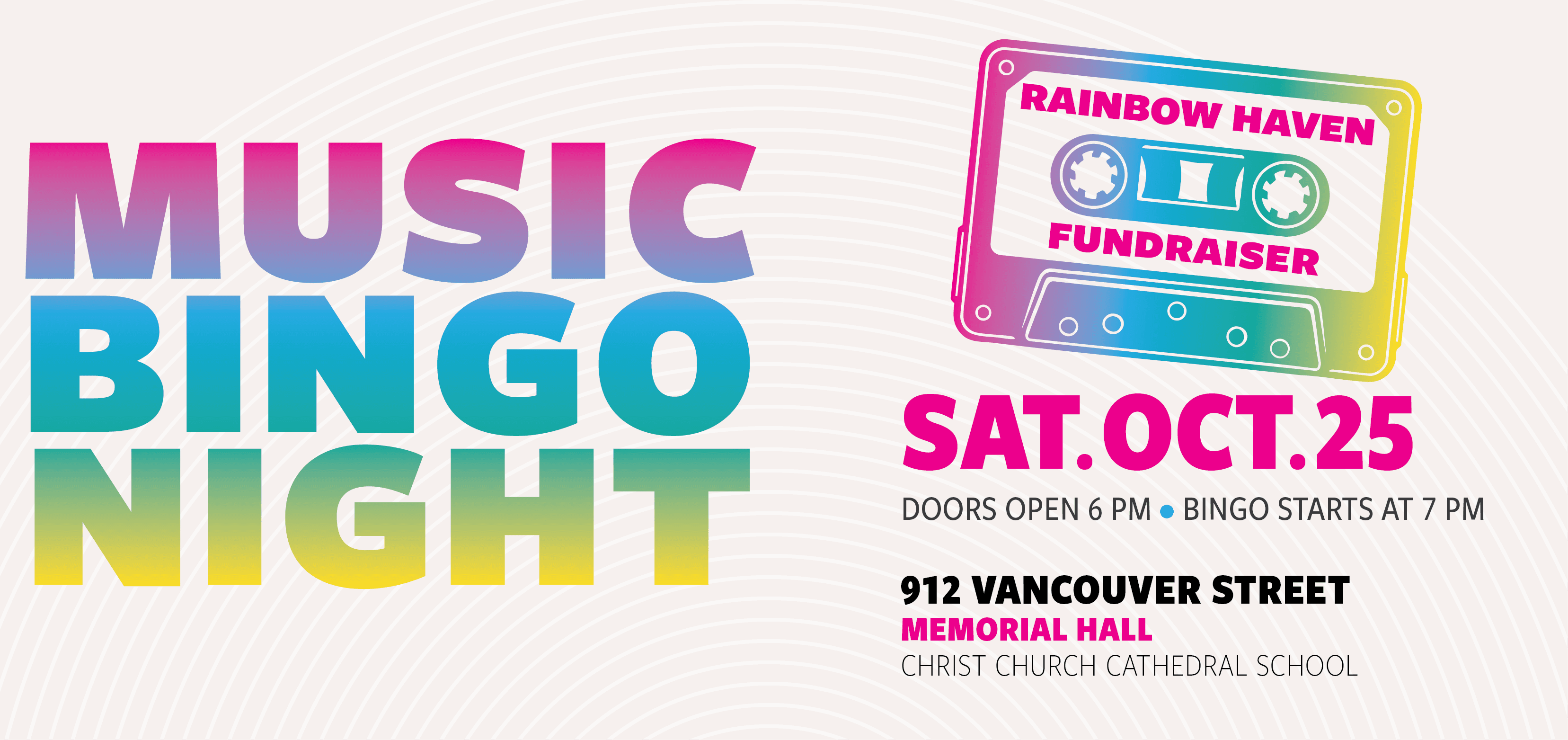 Rainbow Haven Music Bingo Fundraiser at 912 Vancouver Street