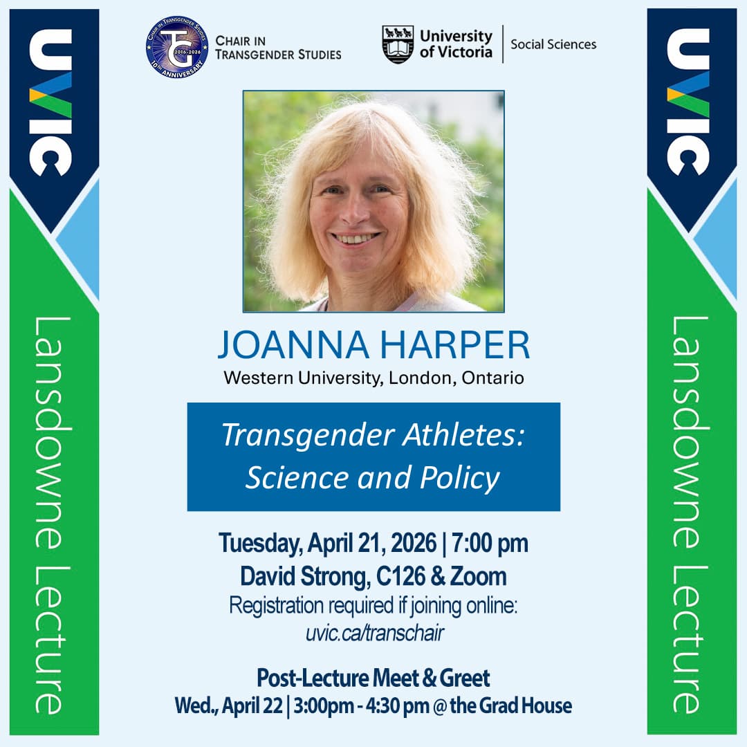 Joanna Harper lecture - Transgender Athletes: Science & Policy at University of Victoria, David Strong Building (Room C126)