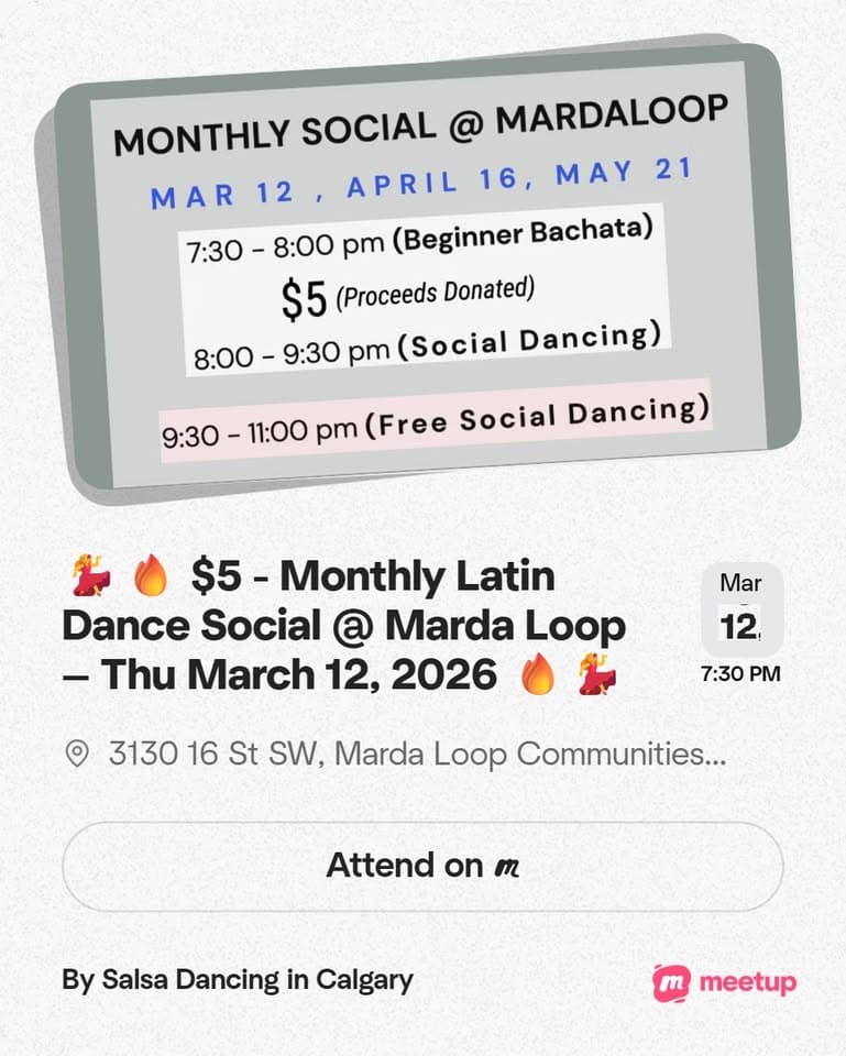 Monthly Thursdays Latin Dance Social @ Marda Loop at Marda Loop Community Assoc.