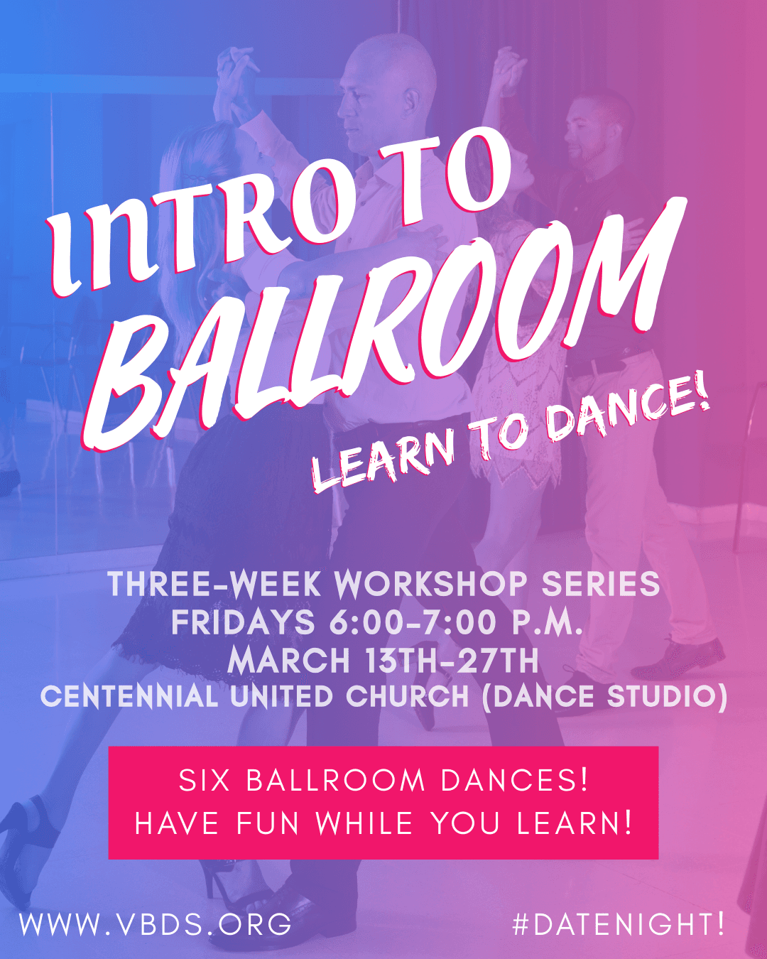 Three Weeks - Intro To Ballroom - Let's Dance! at Centennial United Church Dance Studio 612 David Street - Victoria