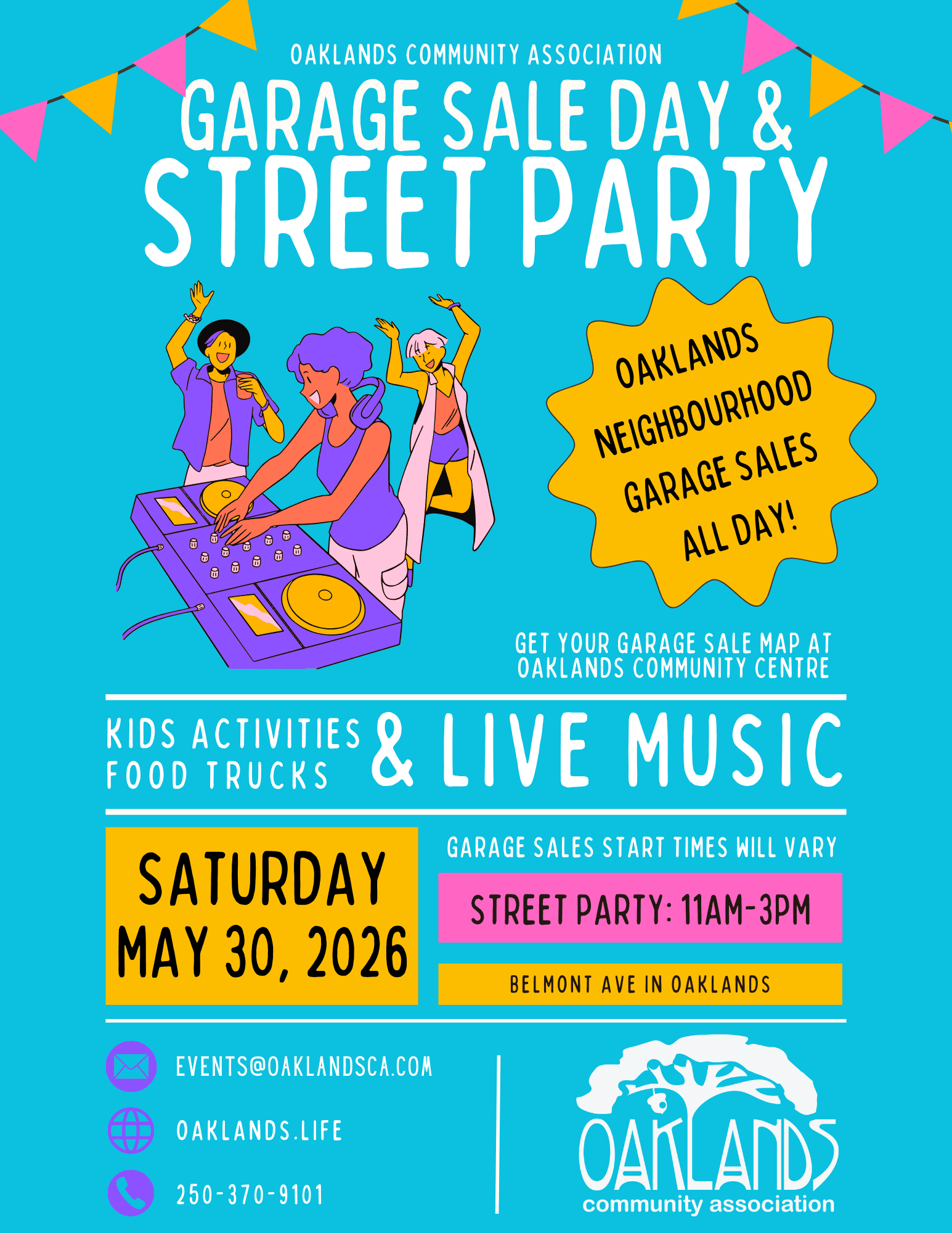 Oaklands Garage Sale Day & Street Party at Oaklands Community Centre, 1-2827 Belmont Ave