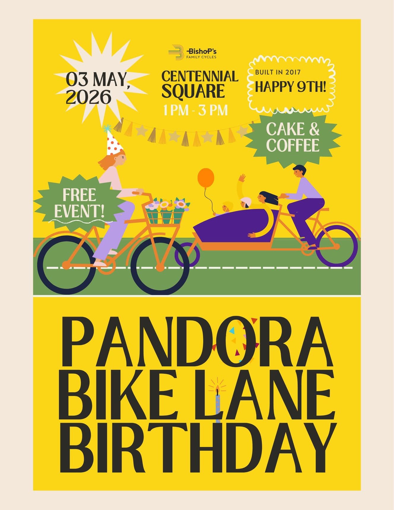 Happy 9th Birthday to the Pandora Bike & Roll Lane at Centennial Square