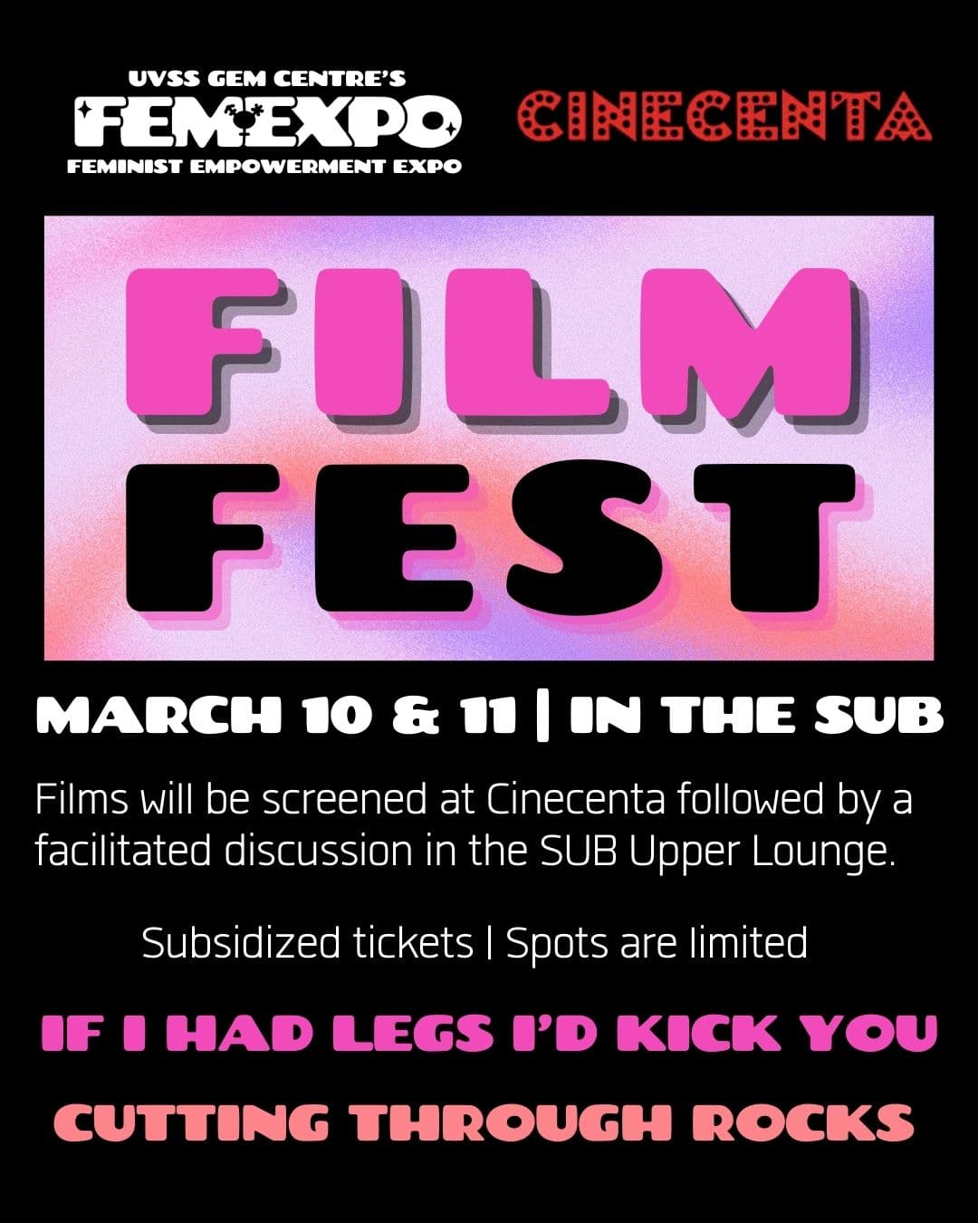 FEM-EXPO Film Fest at University of Victoria Student Union Building 3800 Finnerty Road, Victoria