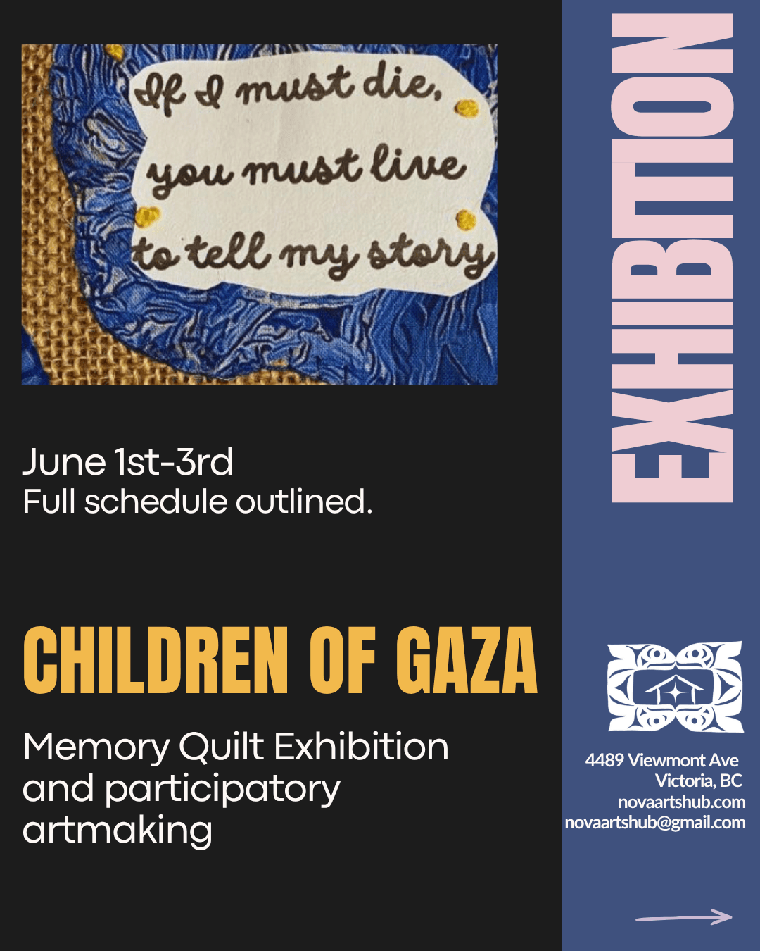 Opening Night: CHILDREN OF GAZA Memory Quilt Exhibition — Arts & Creative in Victoria
