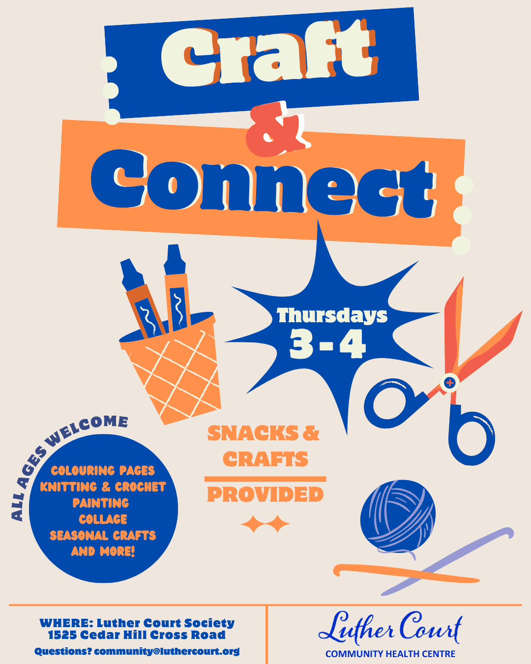 Community Craft & Connect at Luther Court Society, 1525 Cedar Hill Cross Rd